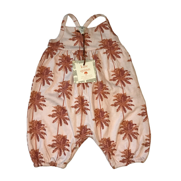 NWT Kate Quinn 100% Organic Cotton Palm Tree Romper 3-6M - Picture 1 of 4
